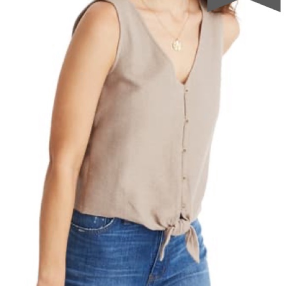 NWOT Madewell Button Front Tie Tank Top - Picture 2 of 6